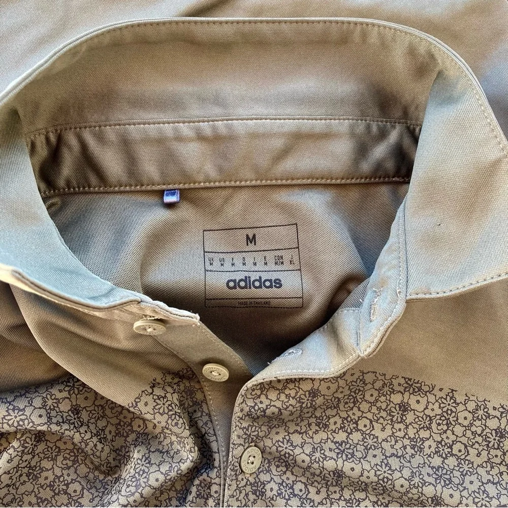 Adidas Olive Strata Chest Print Golf Polo Shirt | Men’s Size M